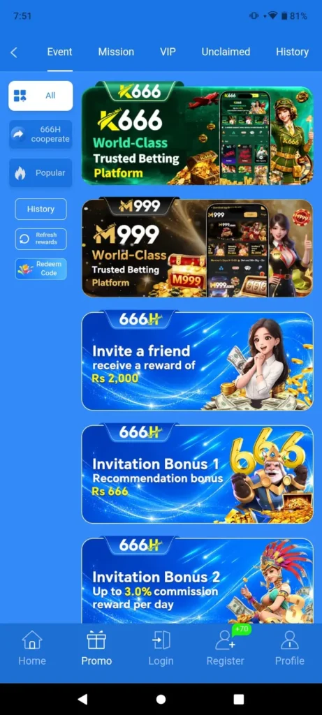 666hGame APK Bonuses Claim SS