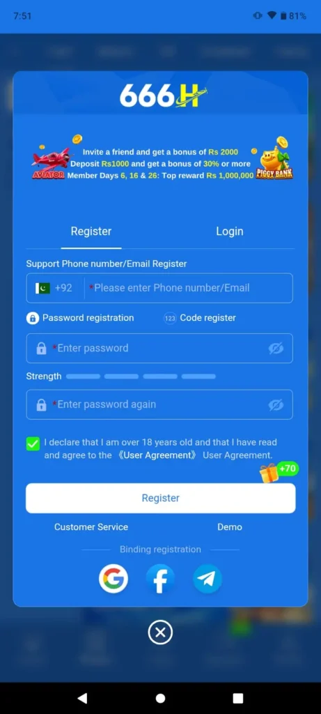 6666h Game account Registration 2022